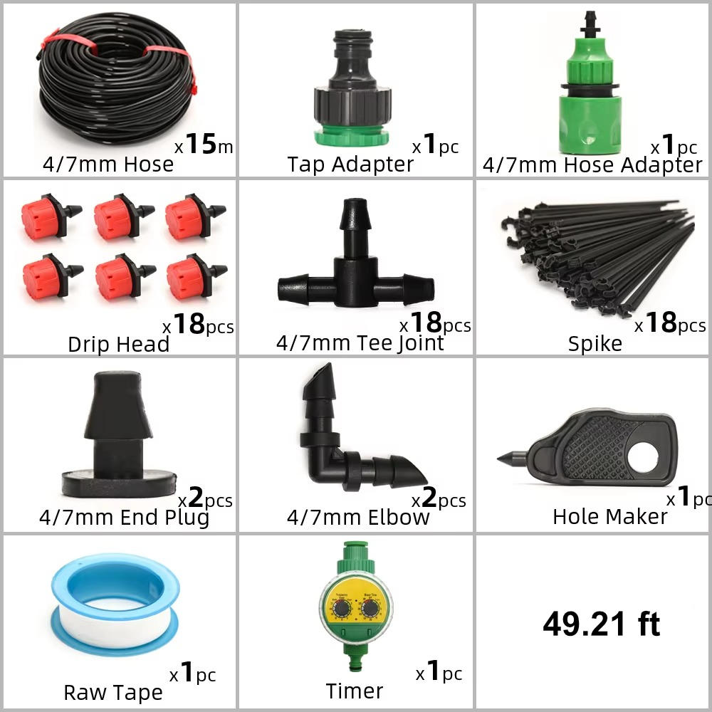Tropfbewässerung mit automatischem Timer – Garten &amp; Balkon Set 15 PSI