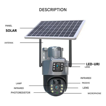 Drahtlose 4K Sicherheitskamera – Solar &amp; Doppel-Linse