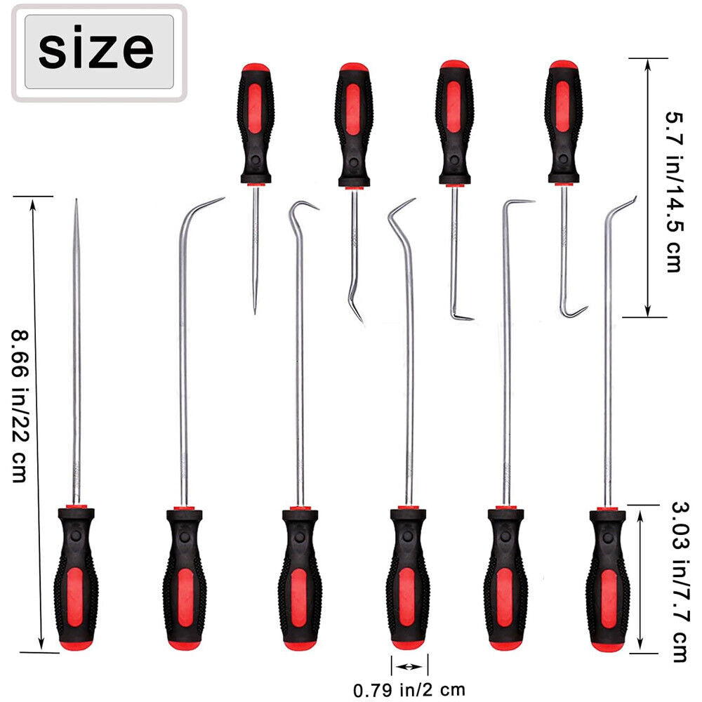 Extra langes Pick- und Hook-Set mit Soft Grip für O-Ring Entfernen 10 Teile