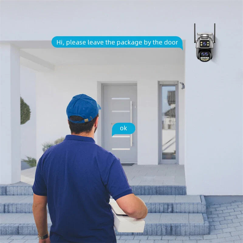 Guudgo 4K 8MP WiFi Außen Sicherheitskamera, 5X Zoom, Nachtsicht, Bewegungserkennung, 2-Wege Audio, IP66 wasserdicht, drahtlose PTZ Überwachung