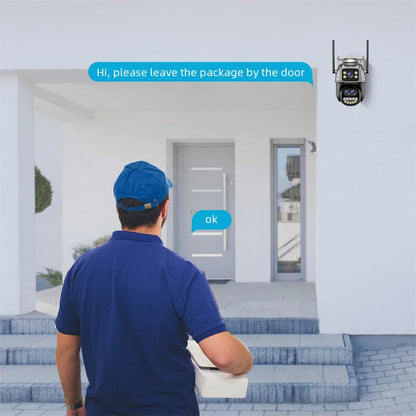 Guudgo 4K 8MP WiFi Außen Sicherheitskamera, 5X Zoom, Nachtsicht, Bewegungserkennung, 2-Wege Audio, IP66 wasserdicht, drahtlose PTZ Überwachung