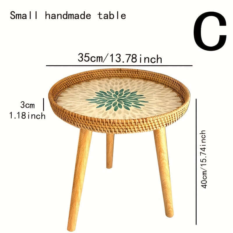 Rattan Beistelltisch Rund - Naturholz