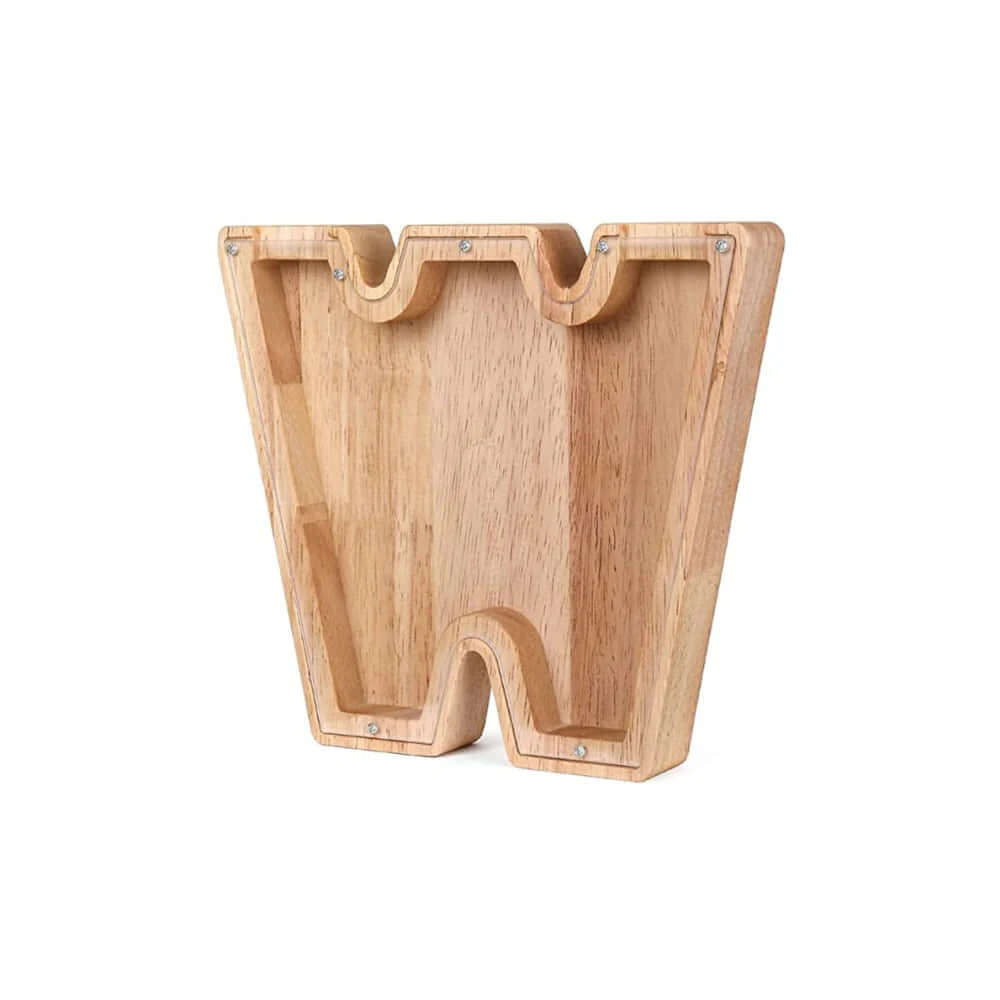 Holz Sparschwein mit Sichtfenster - Alphabet-Design