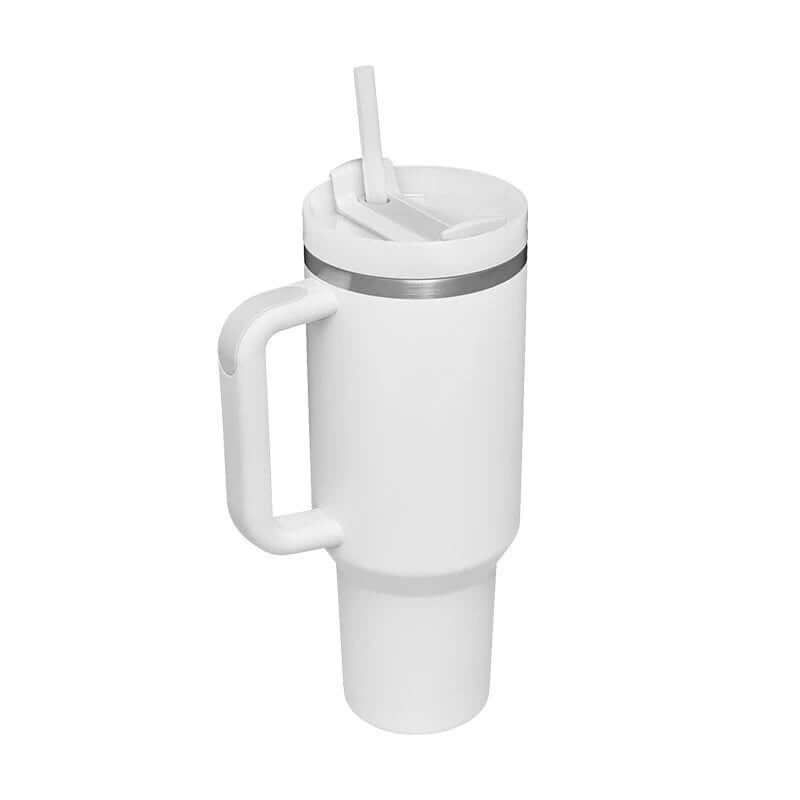 Isolierbecher mit Griff &amp; Strohhalm - Kaffeebecher &amp; Wasserflasche