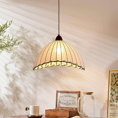 Holz &amp; Stoff Hängeleuchte