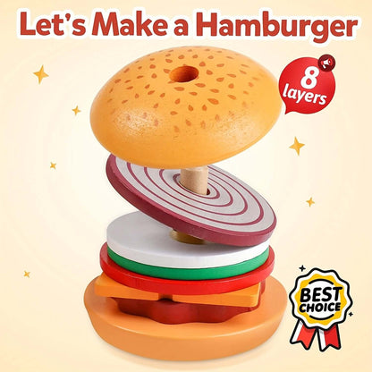 Montessori Holz Stapelspiel Burger - Feinmotorik &amp; Kreativität