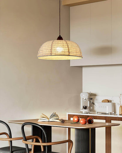 Holz &amp; Stoff Hängeleuchte