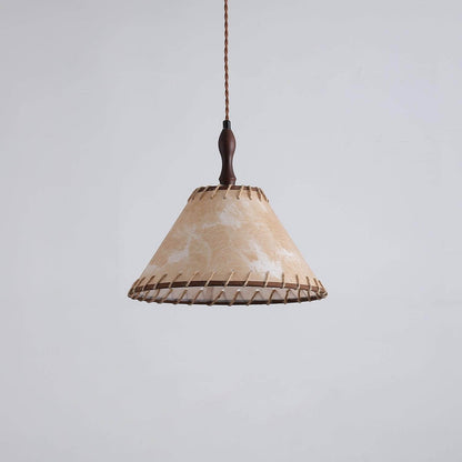 Holz &amp; Stoff Hängeleuchte