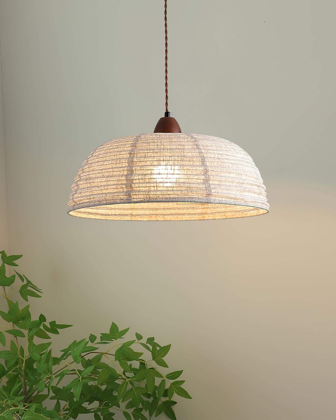 Holz &amp; Stoff Hängeleuchte