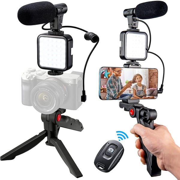 Letzter Tag 49% RABATT- Professionelles Videomikrofon-Set mit Stativ und LED-Videoleuchte