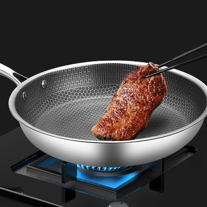Edelstahl-Bratpfanne - Antihaft-Pixel-Technologie | Gesundes Kochen