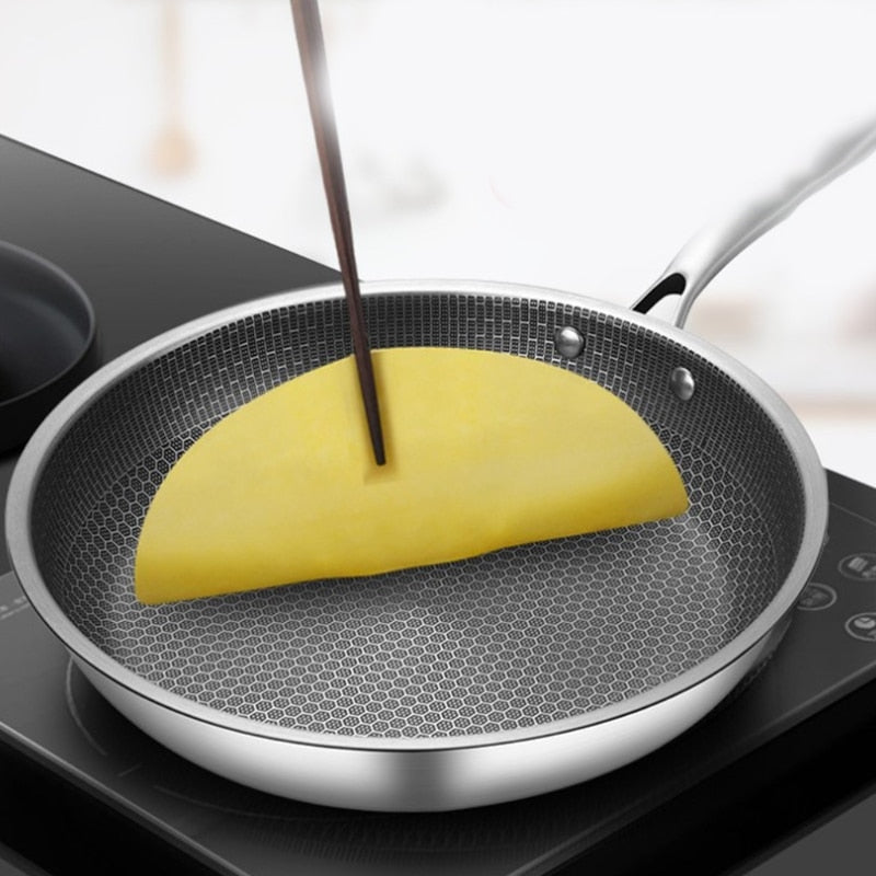 Edelstahl-Bratpfanne - Antihaft-Pixel-Technologie | Gesundes Kochen