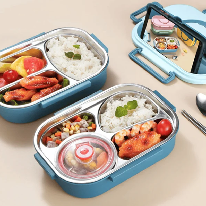 Thermo-Lunchbox aus Edelstahl | Langlebig &amp; Elegant – 3/4 Fächer