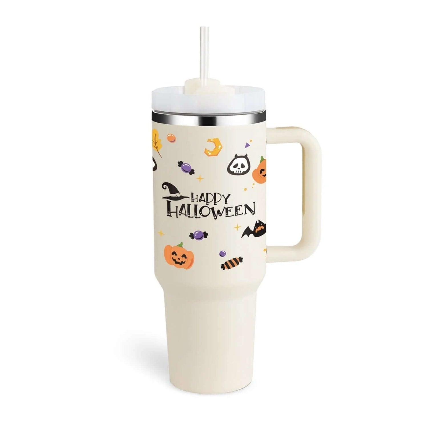 Isolierbecher mit Griff &amp; Strohhalm - Kaffeebecher &amp; Wasserflasche
