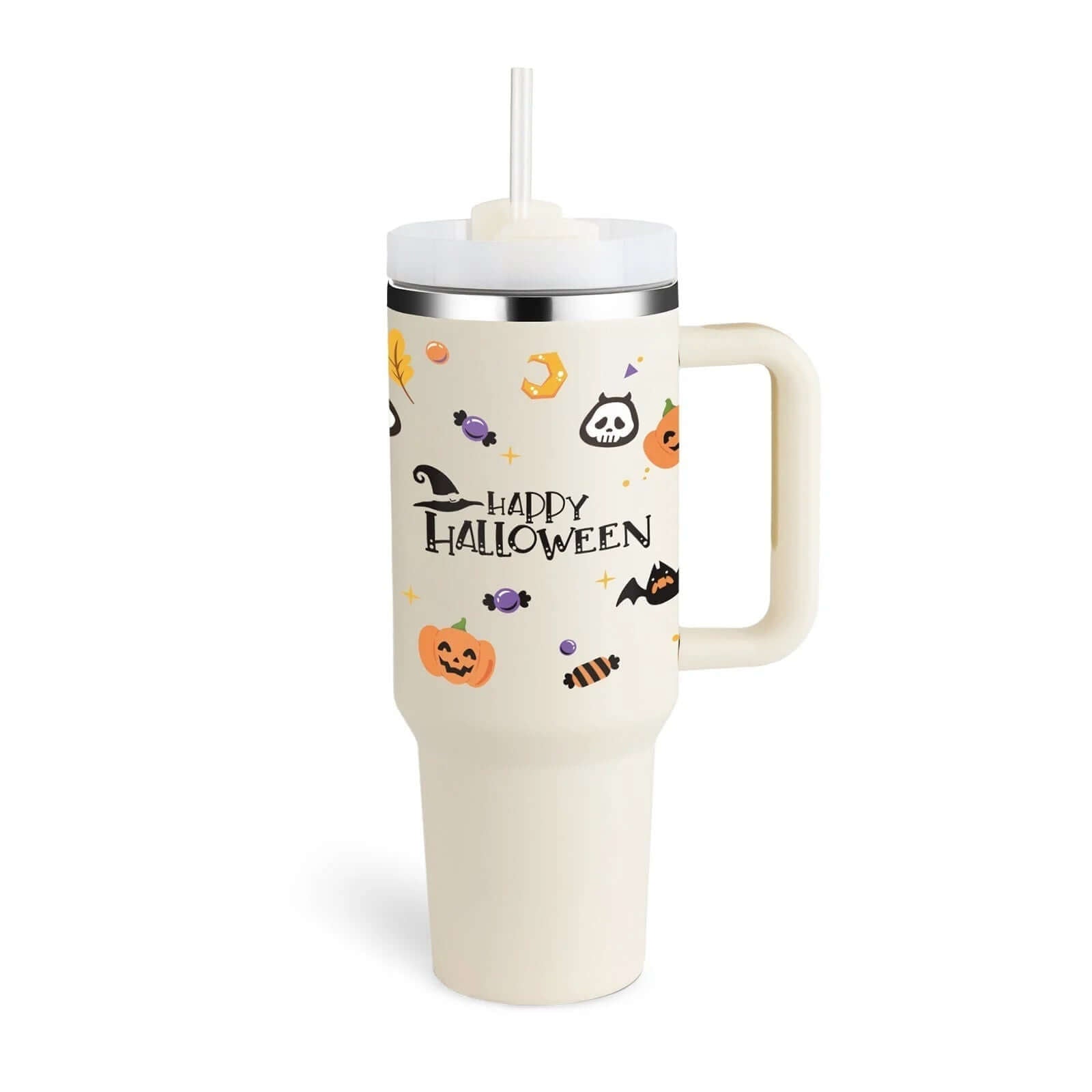 Isolierbecher mit Griff &amp; Strohhalm - Kaffeebecher &amp; Wasserflasche