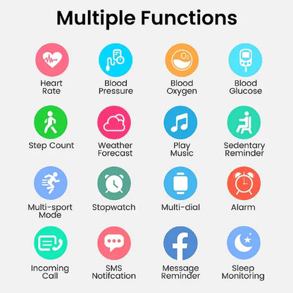 Smartwatch mit Blutwertüberwachung – 2,01&quot; HD, Herzfrequenz, Schlaftracking, GPS, 50+ Sportmodi, IP67