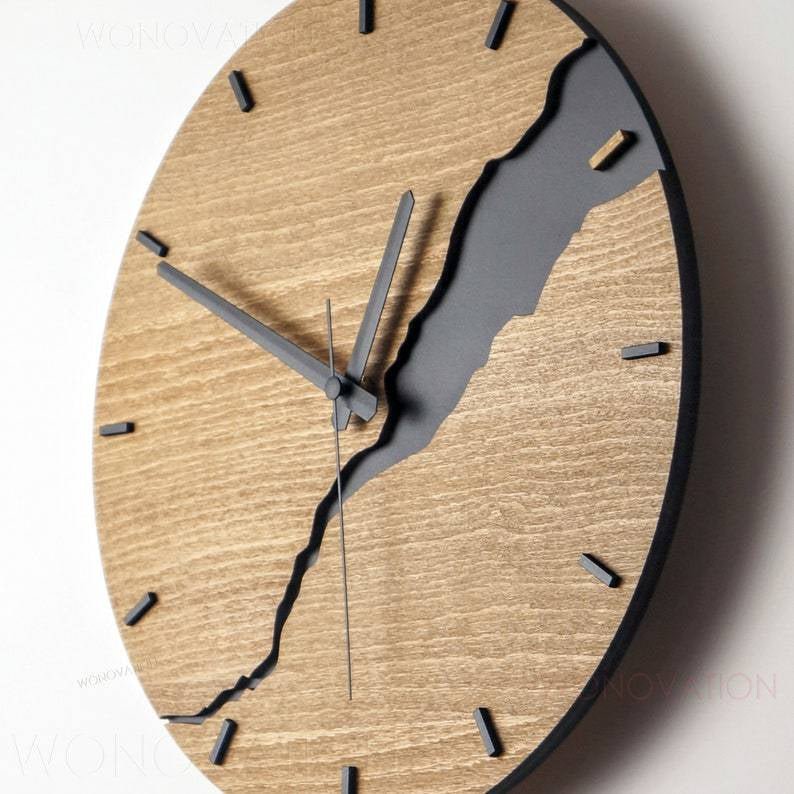 Holz Wanduhr - Luxus Design  Minimalistische Uhr
