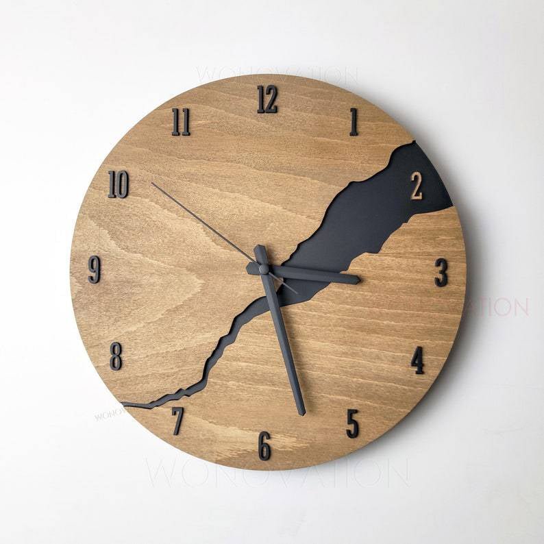 Holz Wanduhr - Luxus Design  Minimalistische Uhr