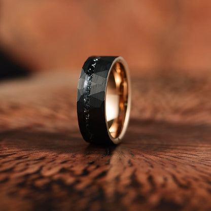 Schwarzer Turmalin Ring - Wolframkarbid - Schutz &amp; Stil