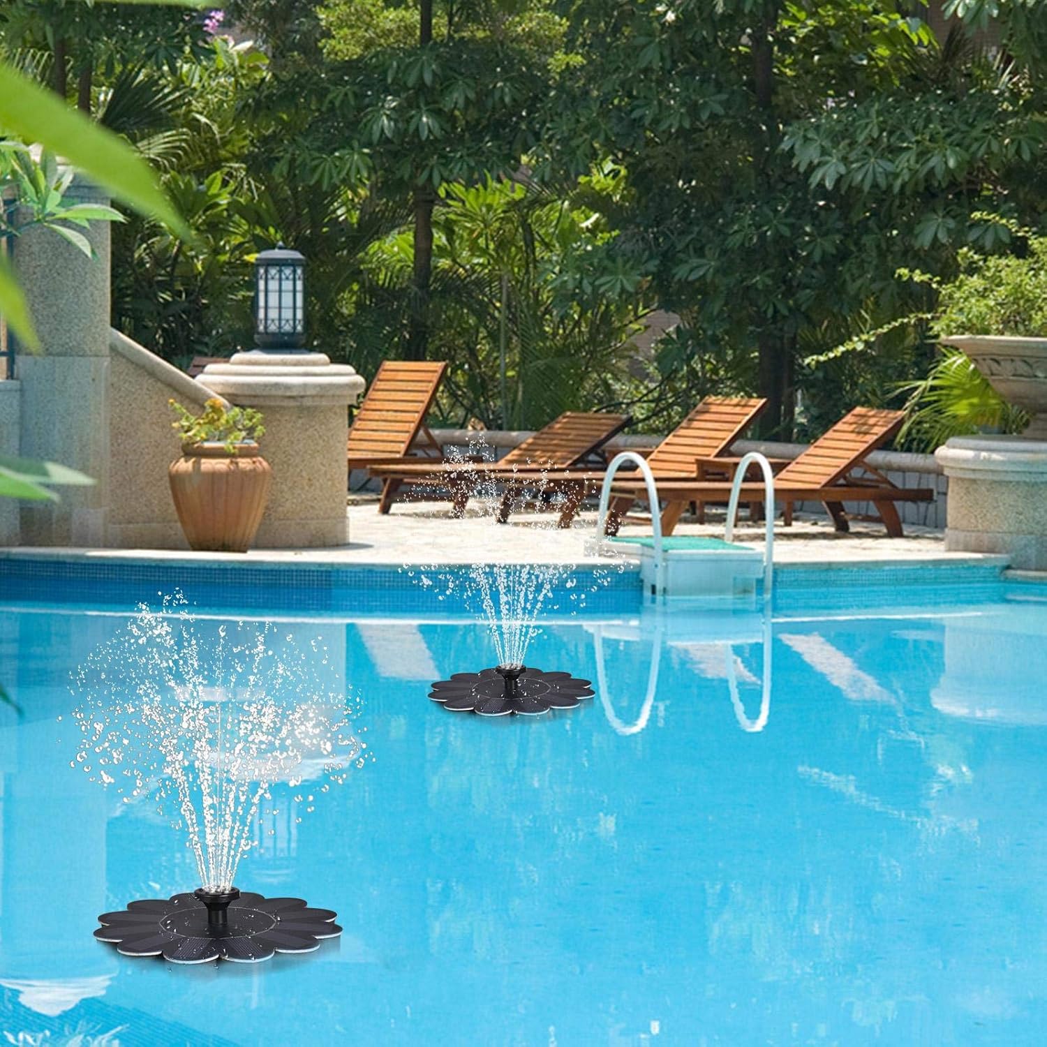 Solarbetriebener Gartenbrunnen – Blumen-Design Wasserfontäne