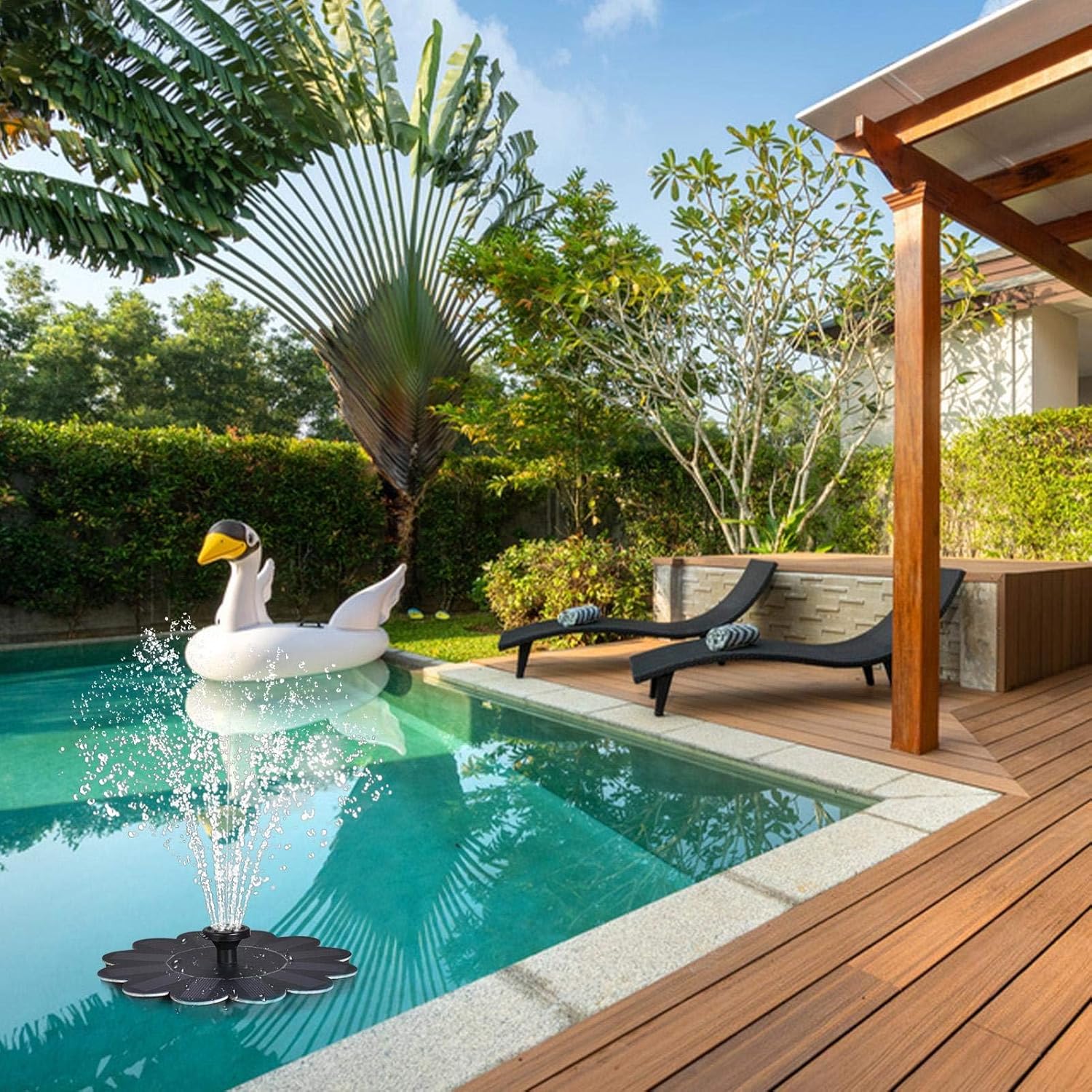 Solarbetriebener Gartenbrunnen – Blumen-Design Wasserfontäne