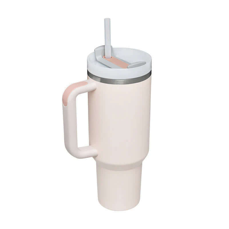 Isolierbecher mit Griff &amp; Strohhalm - Kaffeebecher &amp; Wasserflasche