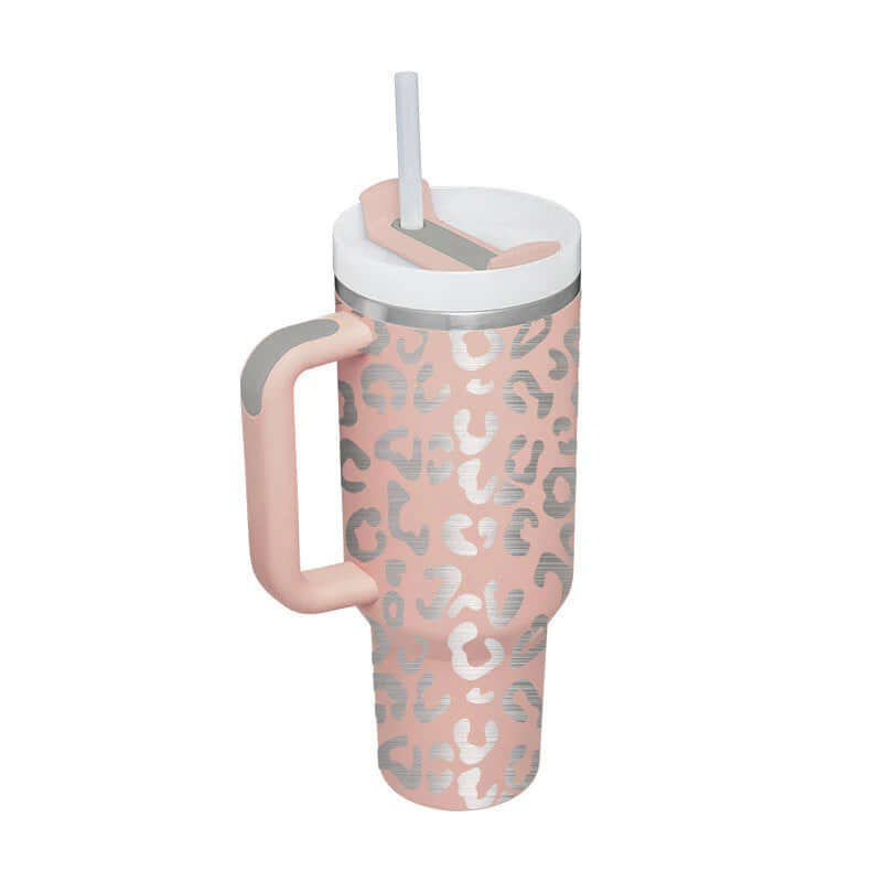 Isolierbecher mit Griff &amp; Strohhalm - Kaffeebecher &amp; Wasserflasche