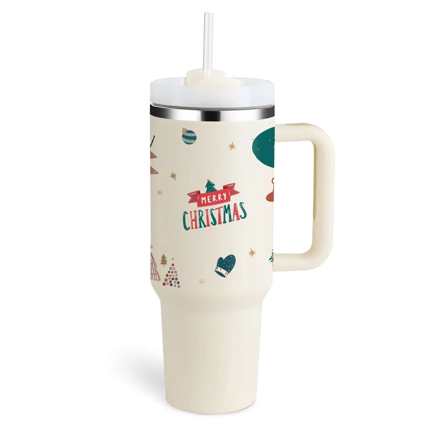 Isolierbecher mit Griff &amp; Strohhalm - Kaffeebecher &amp; Wasserflasche