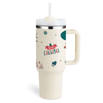 Isolierbecher mit Griff &amp; Strohhalm - Kaffeebecher &amp; Wasserflasche