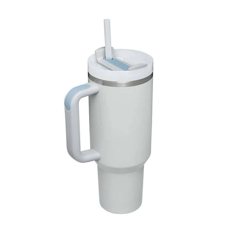 Isolierbecher mit Griff &amp; Strohhalm - Kaffeebecher &amp; Wasserflasche