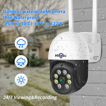 Hiseeu Outdoor PTZ IP Kamera 3MP/5MP, KI Menschenerkennung, H.265X Wireless WiFi, iCsee P2P Sicherheitsüberwachung
