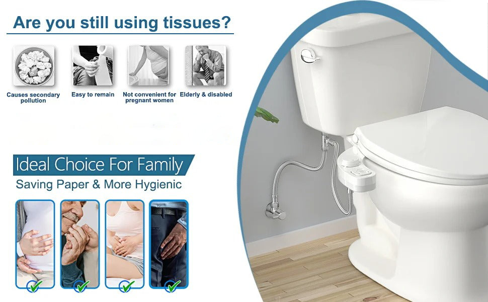 Toiletten Bidet Aufsatz mit Doppeldüse, Selbstreinigung und Druckregulierung