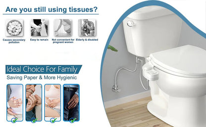 Toiletten Bidet Aufsatz mit Doppeldüse, Selbstreinigung und Druckregulierung