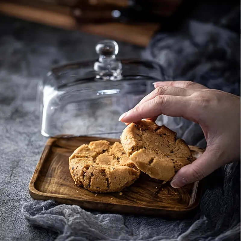 Holz-Butterdose mit Glasdeckel - Elegant &amp; Praktisch