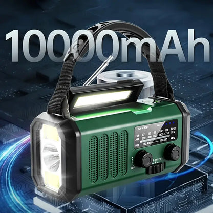 Solar-Notfunkradio mit Powerbank – Handkurbel &amp; LED-Taschenlampe für Camping und Outdoor-Nutzung