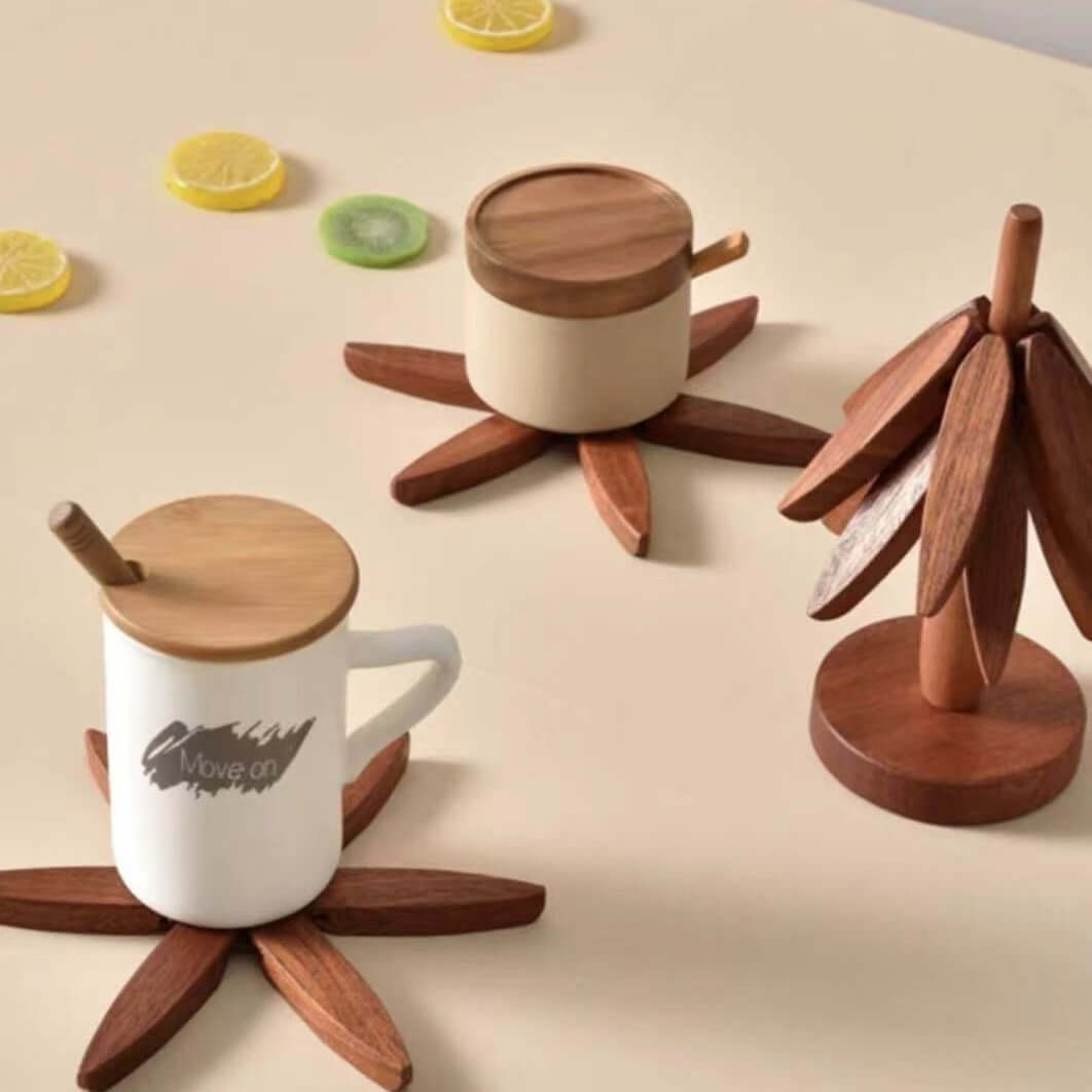 Holzbäume Untersetzer Set - Tischschutz Deko