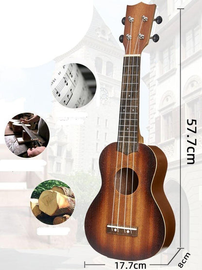 Ukulele Mahagoni 4-Saiten – Kompakte Mini-Gitarre für Anfänger &amp; Fortgeschrittene, Tragbar, Unisex