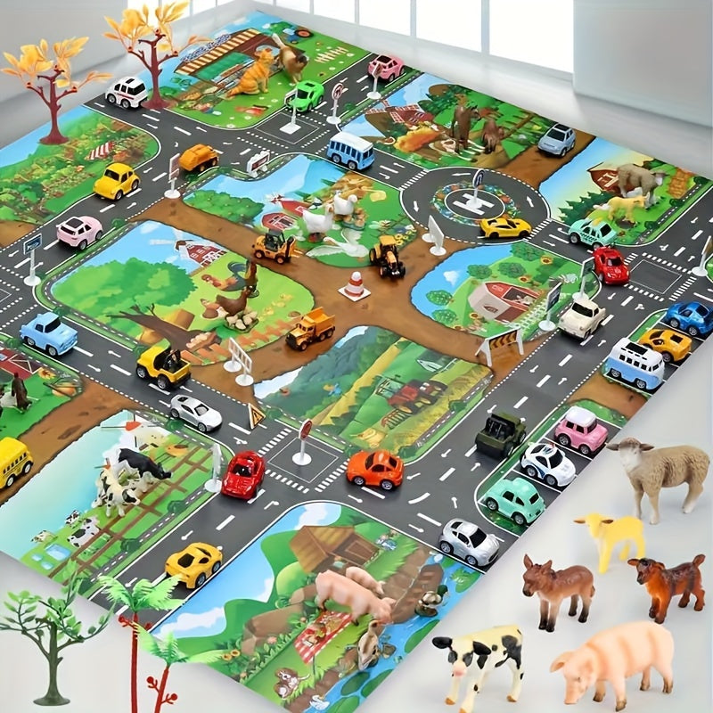 Kinder Spielteppich - Bauernhof &amp; Verkehr