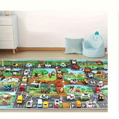 Kinder Spielteppich - Bauernhof &amp; Verkehr