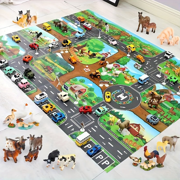 Kinder Spielteppich - Bauernhof &amp; Verkehr