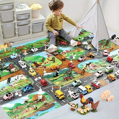 Kinder Spielteppich - Bauernhof &amp; Verkehr