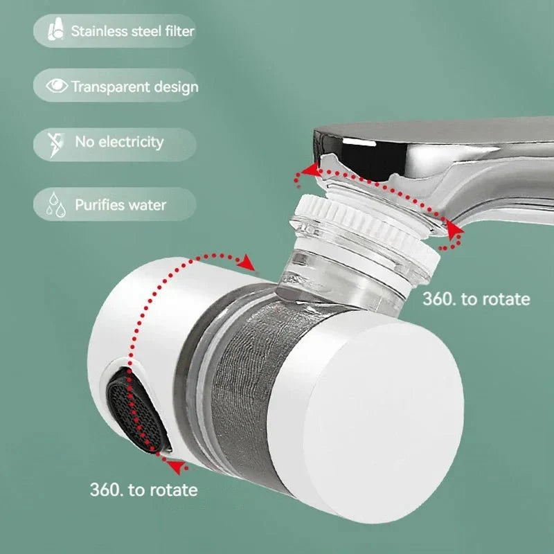 Wasserhahnfilter Spritzwassergeschützter Wasserreiniger Filtration und Druckerhöhung 720 Grad drehbare universelle Verlängerungsdüse