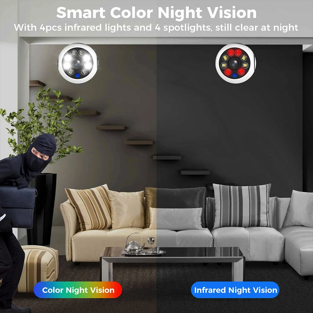 Hiseeu P03 3MP Wireless Bulb IP Kamera, PTZ Außen mit Nachtsicht, Bewegungsdetektion, Gegensprechfunktion, Alarmton, App Fernüberwachung - Sicherheitskamera für Zuhause