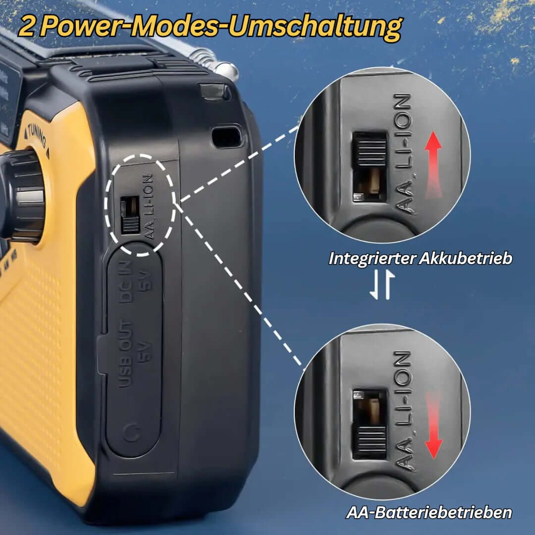 Tragbares Notfallradio mit Kurbel - Solar &amp; Powerbank