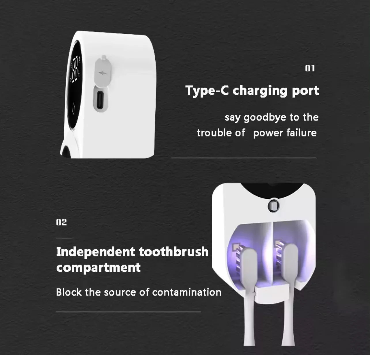 Automatische Zahnbürstensterilisator | UV-Desinfektion für hygienische Mundpflege | Schnelle &amp; effiziente Zahnbürstenreinigungs-Lösung