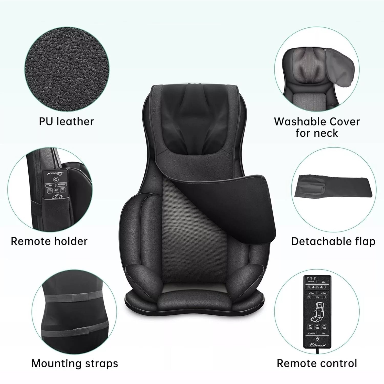 Zelara© Premium Shiatsu Rückenmassager für Stuhl mit Wärme [1 Jahr Garantie]