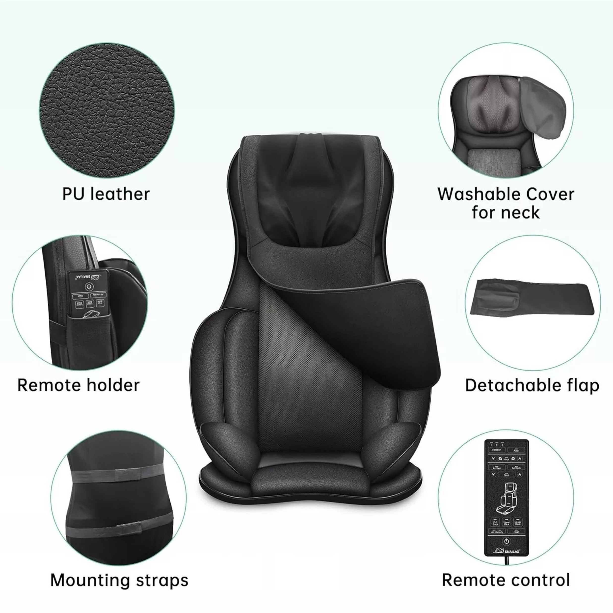 Zelara© Premium Shiatsu Rückenmassager für Stuhl mit Wärme [1 Jahr Garantie]