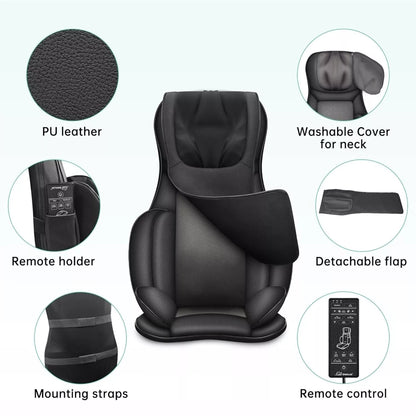 Zelara© Premium Shiatsu Rückenmassager für Stuhl mit Wärme [1 Jahr Garantie]