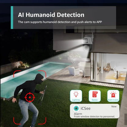 6MP Dual Lens PTZ Outdoor Wifi Dome Kamera mit menschlicher Erkennung &amp; Farb-Nachtsicht - ICSEE App, EU Stecker