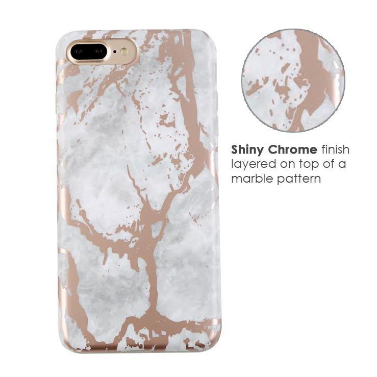 Weiß marmor rosa gold chrome iPhone Hülle